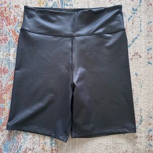 Abercrombie & Fitch Women's Faux Leather Looking Black Bike Shorts